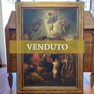 Antico dipinto del ‘700 ad olio su tela: scena biblica della Trasfigurazione