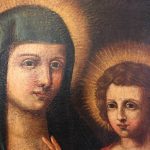 Dipinto ad olio su tela del ‘600 con cornice coeva: Madonna col Bambino