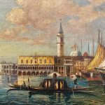 Antico dipinto ad olio su tela di Venezia fine ‘800 primi ‘900