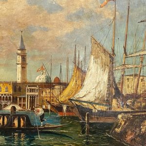 Antico dipinto ad olio su tela di Venezia fine ‘800 primi ‘900