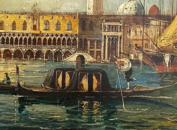 Antico dipinto ad olio su tela di Venezia fine ‘800 primi ‘900