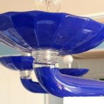 Lampadario vintage anni ’70 Venini di Murano colore blu cobalto con 10 luci