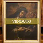 Antico dipinto ad olio su tela del 1600 raffigurante Santa Caterina da Siena – 001