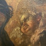 Antico dipinto ad olio su tela del 1600 raffigurante Santa Caterina da Siena – 003Antico dipinto ad olio su tela del 1600 raffigurante Santa Caterina da Siena – 003 – Particolare del putto