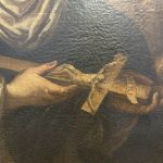 Antico dipinto ad olio su tela del 1600 raffigurante Santa Caterina da Siena – 004 – Particolare del crocefisso