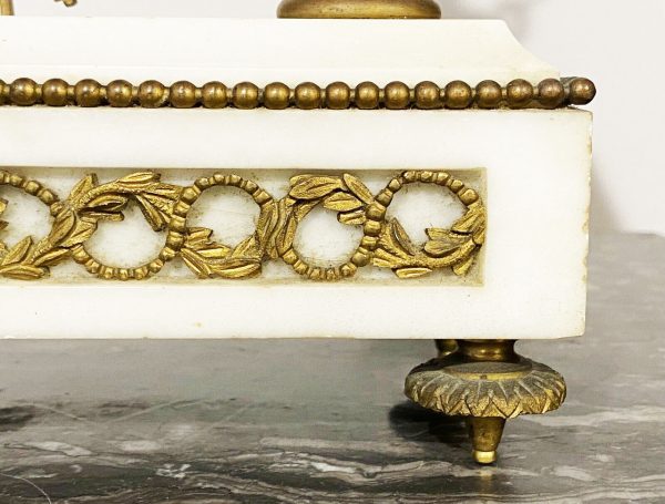 Antico orologio a pendolo in bronzo dorato e marmo del XIX secolo ‘800 - 006