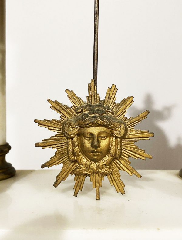 Antico orologio a pendolo in bronzo dorato e marmo del XIX secolo ‘800 - 008