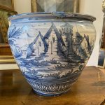 Coppia di trespoli in ferro battuto con vasi in ceramica manifattura Albissola – 004