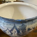 Coppia di trespoli in ferro battuto con vasi in ceramica manifattura Albissola – 007