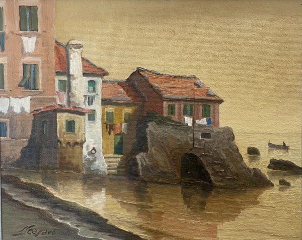 Dipinto ad olio su tela di Saverio Seassaro Capo Santa Chiara, Boccadasse - 004