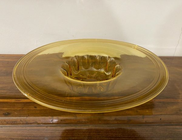 Piatto in vetro di Murano colore ambra degli anni 40 - 001