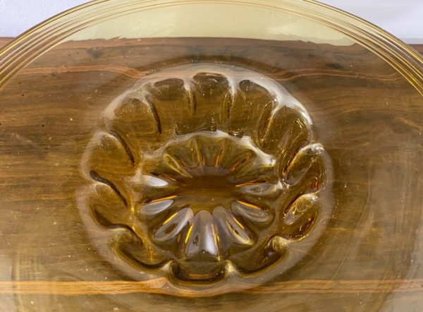 Piatto in vetro di Murano colore ambra degli anni 40 - 006