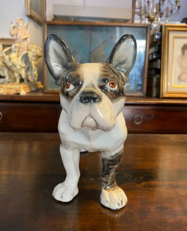 Cane in ceramica (bulldog francese) Lenci - Vista frontale
