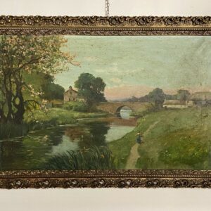 Cesare Bentivoglio - Dipinto ad olio su tela, paesaggio fluviale - Foto principale