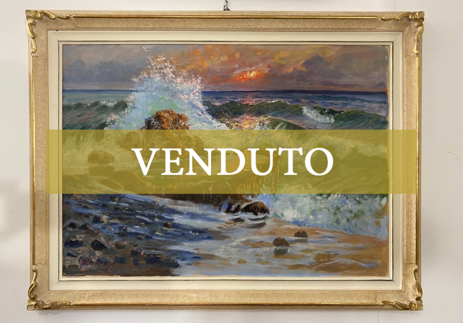 Dipinto ad olio su cartone di Gerolamo Varese: marina – Immagine principale