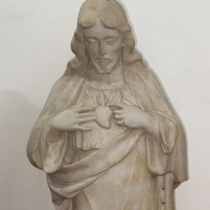 Antica scultura in marmo Sacro Cuore di Gesù del XVIII secolo - particolare frontale