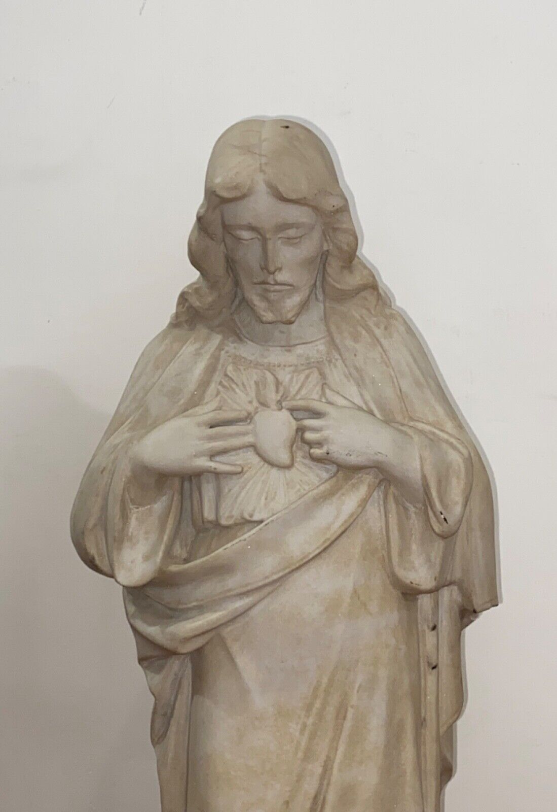 Antica scultura in marmo Sacro Cuore di Gesù del XVIII secolo – particolare frontale