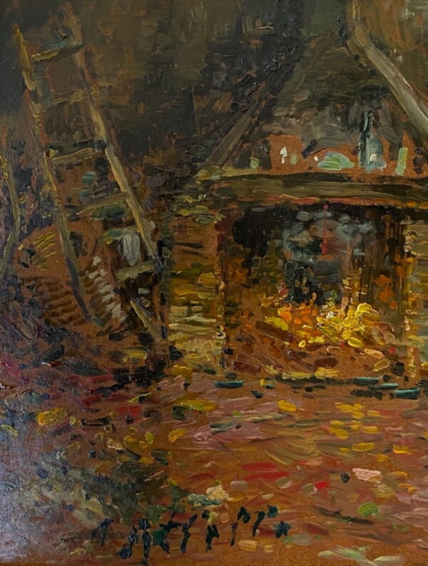 Amedeo Merello - Antica cucina di Fumeri - dipinto ad olio - Dettaglio