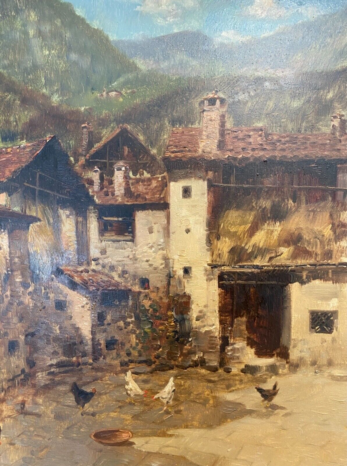 Dipinto ad olio su tela di Antonio Gravina: scena di campagna – Dettaglio