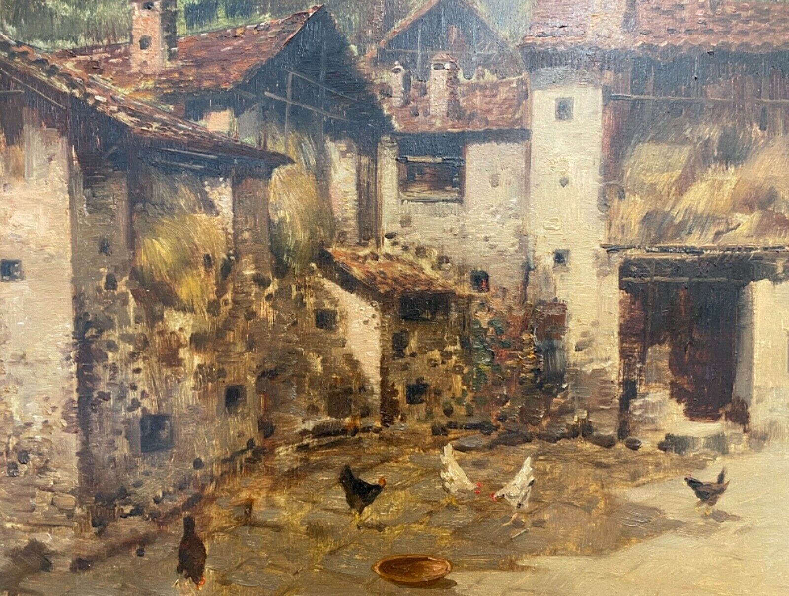 Dipinto ad olio su tela di Antonio Gravina: scena di campagna – Dettaglio