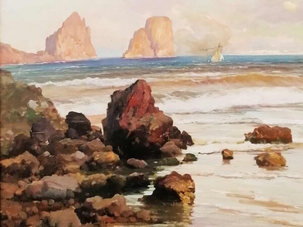 Faraglioni di Capri: dipinto ad olio del ‘900 - particolare