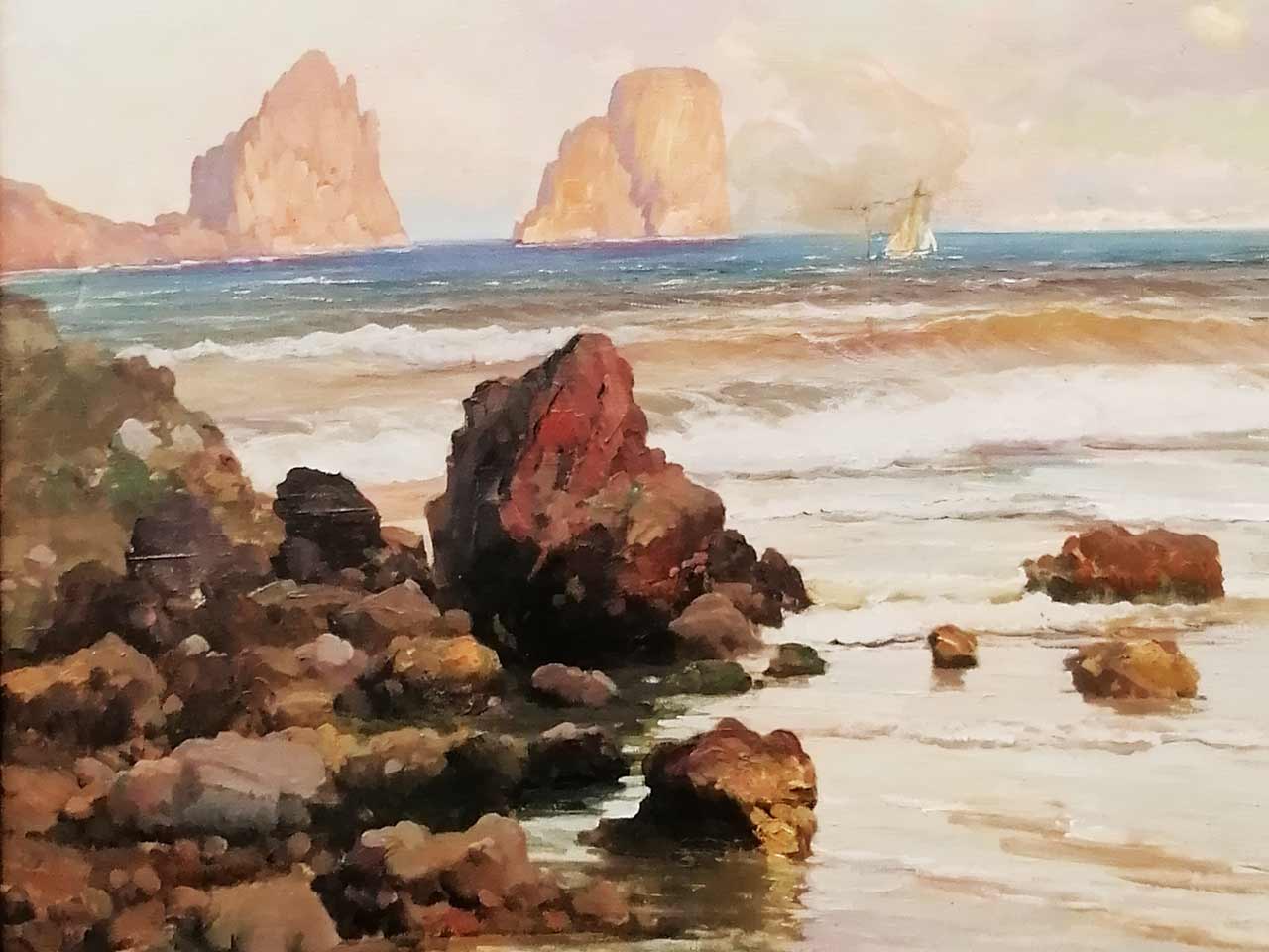 Faraglioni di Capri: dipinto ad olio del ‘900 – particolare