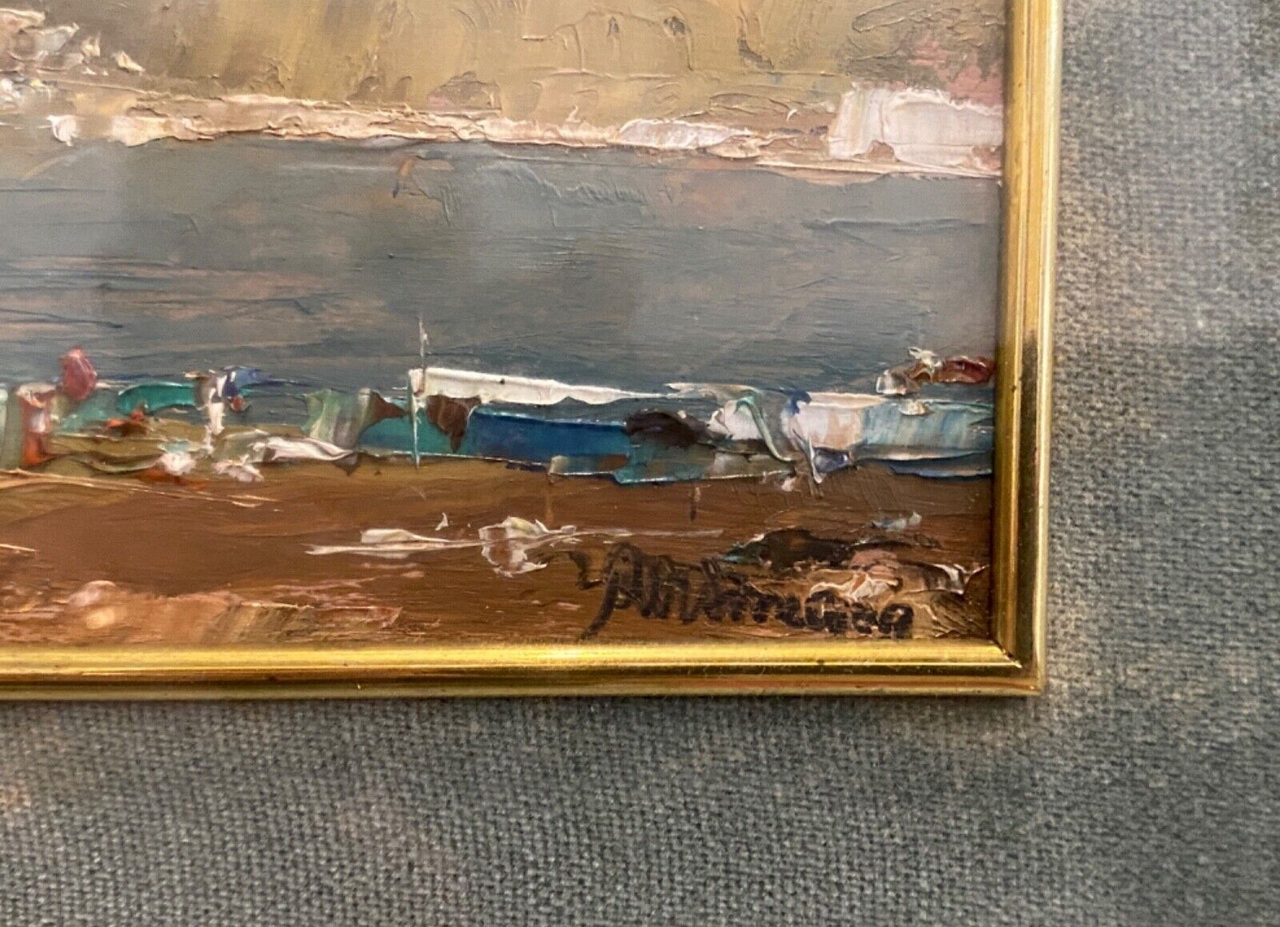 Dipinto ad olio di Ambrogio Vismara – Sestri Levante – Particolare della firma
