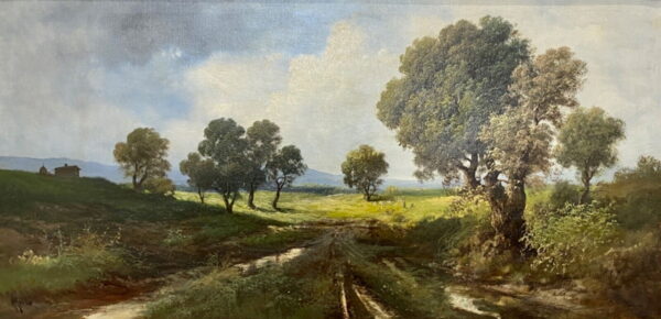 Dipinto ad olio di Henry Markó- paesaggio di campagna - 002 - Opera senza cornice