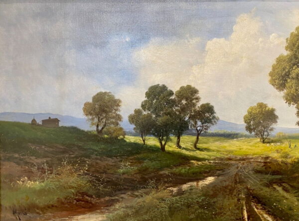 Dipinto ad olio di Henry Markó- paesaggio di campagna - 003 - Particolare a sinistra