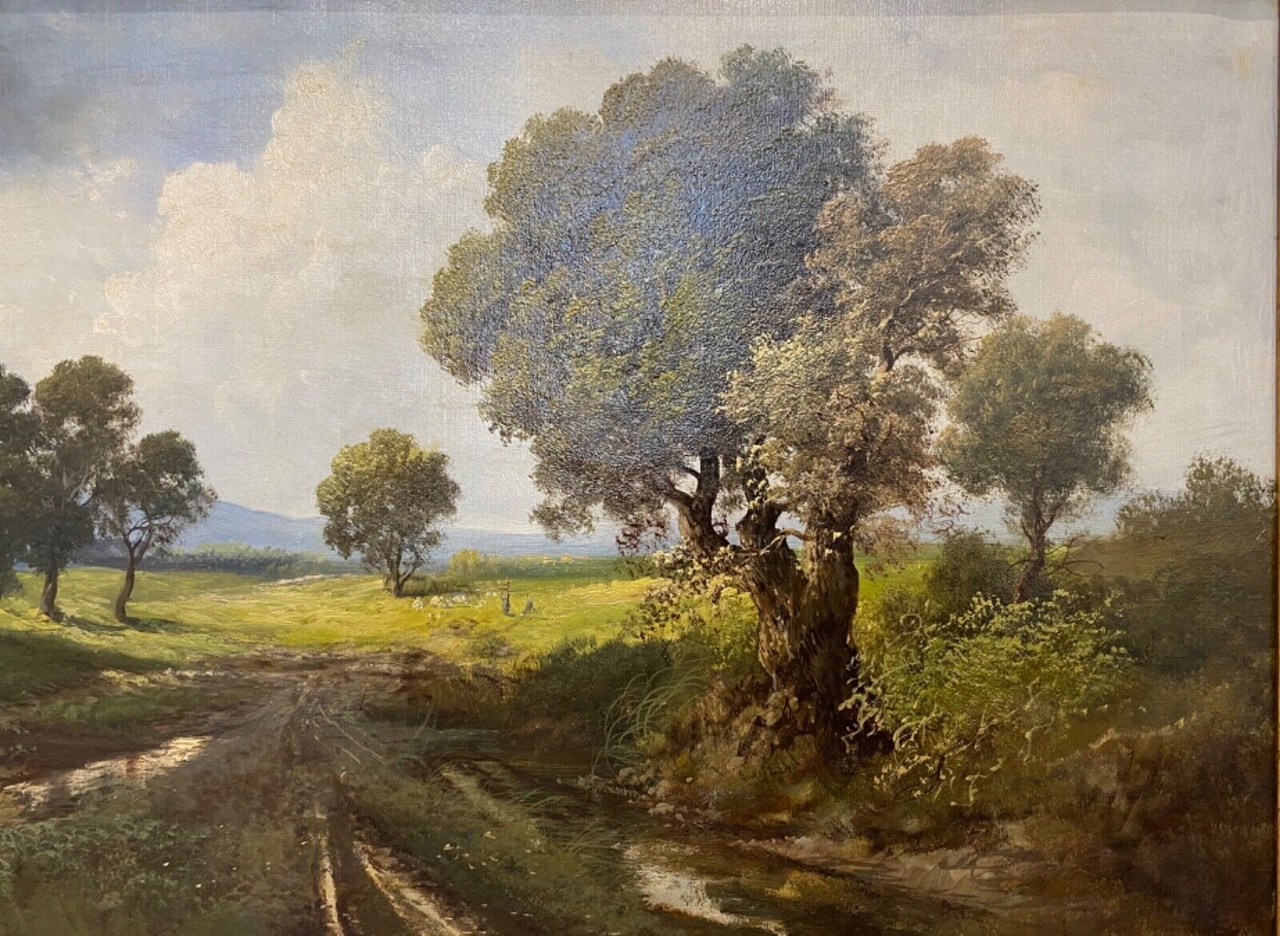 Dipinto ad olio di Henry Markó- paesaggio di campagna – 004 – Particolare a destra