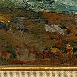 Dipinto ad olio su cartoncino di Gennaro D'Amato- Riviera Ligure: dettaglio della firma in basso a sinistra