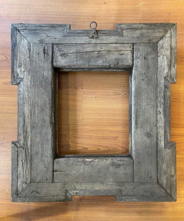 Antica cornice guilloché del XVII secolo con inserti in marmo - Retro dell'opera