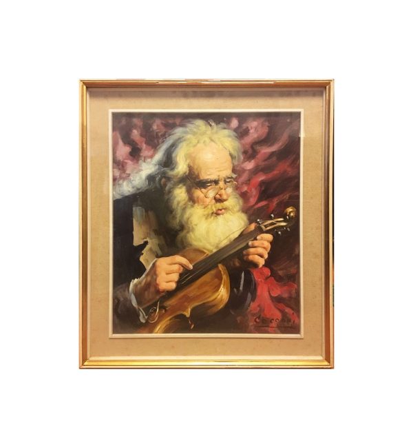 Alberto Cecconi: dipinto ad olio di anziano liutaio - Immagine principale