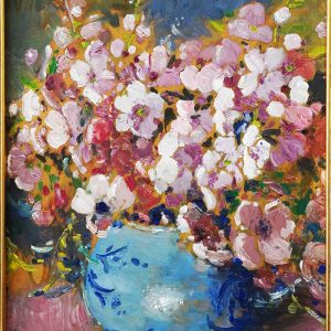 Amedeo Merello - Vaso di fiori - Olio su tavoletta - L'opera, senza passepartout e cornice