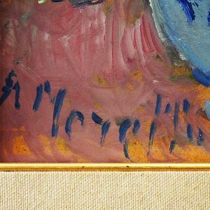 Amedeo Merello - Vaso di fiori - Olio su tavoletta - Particolare della firma dell'autore