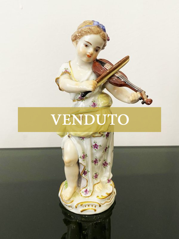 Statuina Meissen, XX secolo: fanciulla con violino - Immagine principale - VENDUTO Statuina Meissen, XX secolo: fanciulla con violino - Immagine principale - VENDUTO