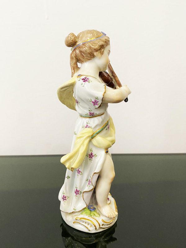 Statuina Meissen, XX secolo: fanciulla con violino - Immagine da un lato