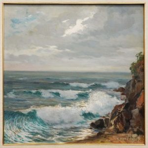 Amedeo Merello: dipinto ad olio su tavoletta, marina - L'opera, senza cornice