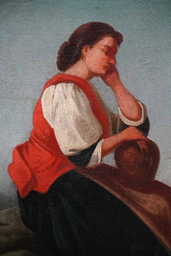Dipinto dell'800: giovane contadina - Particolare