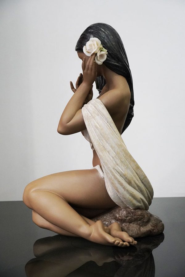 Lladrò: statua in gres, figurina di donna al chiaro di luna, edizione limitata - Vista laterale