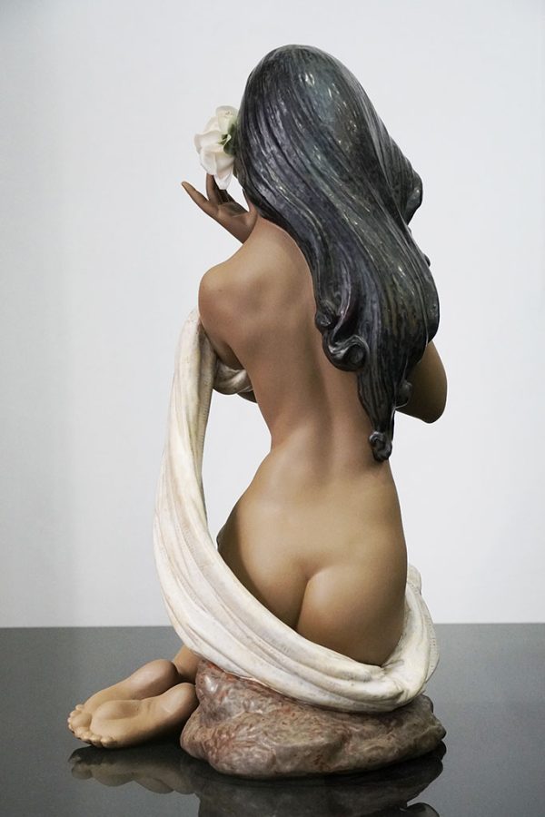 Lladrò: statua in gres, figurina di donna al chiaro di luna, edizione limitata - Vista da dietro