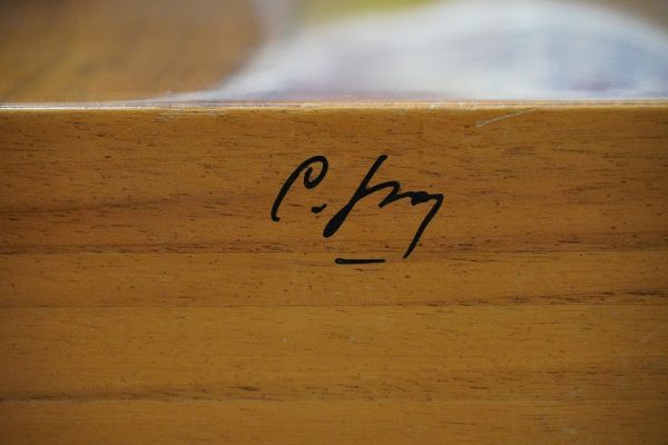 Tavolo di design “Scuderia” di Carlo Scarpa per Bernini, 1977 - Particolare della firma