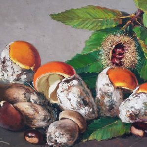 Olio su tavola di Amedeo Merello: funghi - Dettaglio
