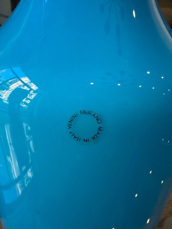 Venini, vaso “Opalino” 1985 colore azzurro - Particolare