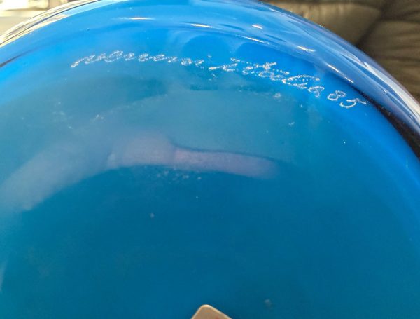 Venini, vaso “Opalino” 1985 colore azzurro - Particolare della firma