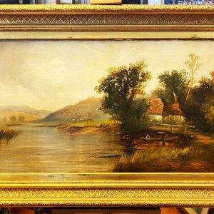 Antico dipinto olio su tela XIX secolo: paesaggio - Immagine principale