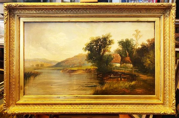 Antico dipinto olio su tela XIX secolo: paesaggio - Immagine principale Antico dipinto olio su tela XIX secolo: paesaggio - Immagine principale