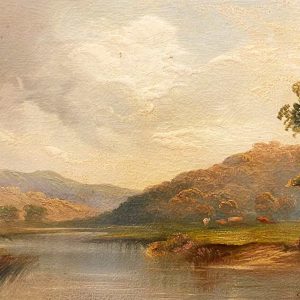 Antico dipinto olio su tela XIX secolo: paesaggio - Particolare