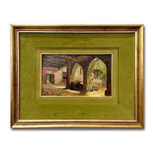 Arturo Ferrari: dipinto ad olio, interno di casale - Immagine principale