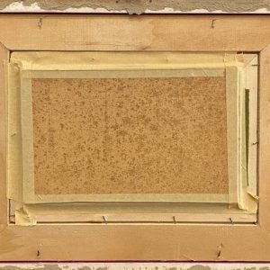 Arturo Ferrari: dipinto ad olio, interno di casale - Retro